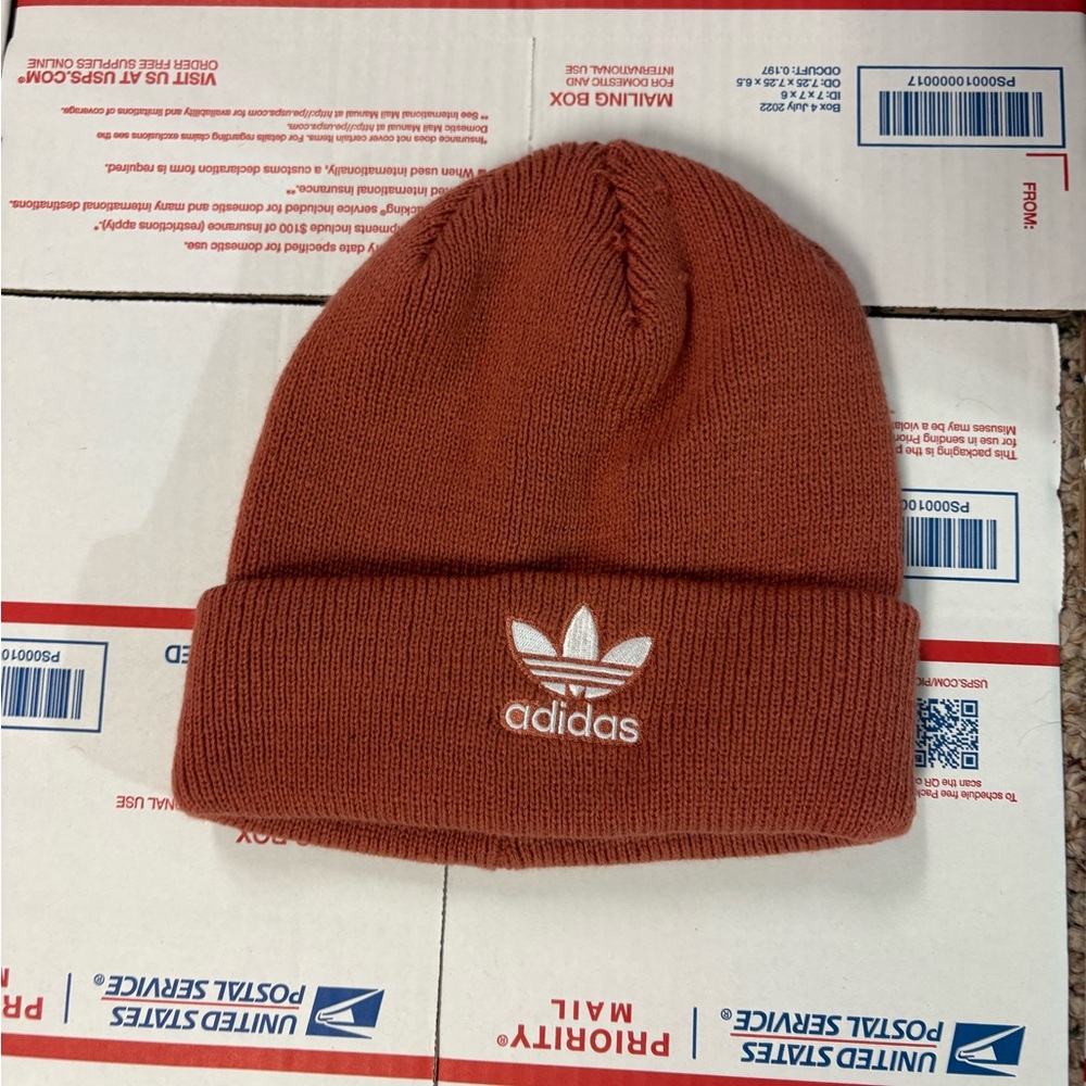 adidas Rust Orange Trefoil Cuffed Beanie